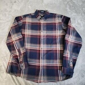 Eddie Bauer Shirt Mens XL Blue Plaid Classic Fit Flannel Outdoor Gorpcore‎